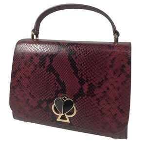 NEW Kate Spade Nicola Twistlock Snake Handbag Top Handle Purse Bag Cherrywood